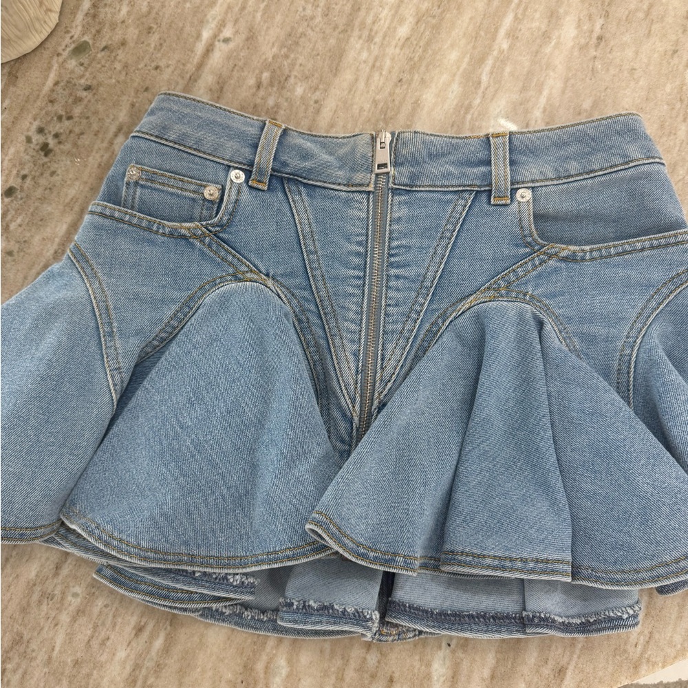 Blue Denim Flared Skirt